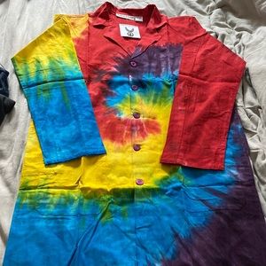 Vintage tie dyed lab coat hippy stoner Halloween